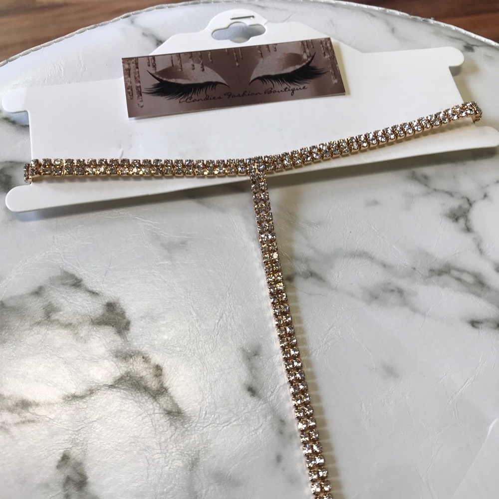 ‼️ Cleavage Diamond Rhinestone T Chain Necklace - Picture 2 of 7